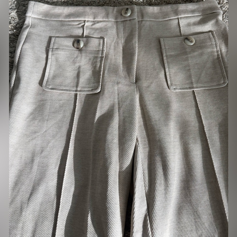 Rachel Zoe Light Gray Cropped Wide-Leg Pants - Picture 4 of 4